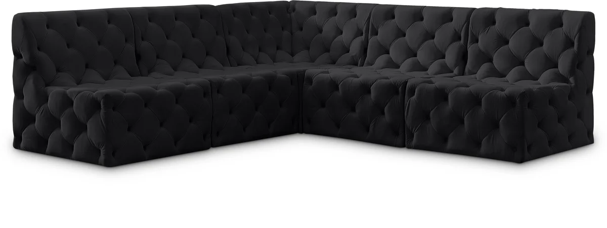 Tuft - 5 Piece Modular Corner Armless Sectional - Black