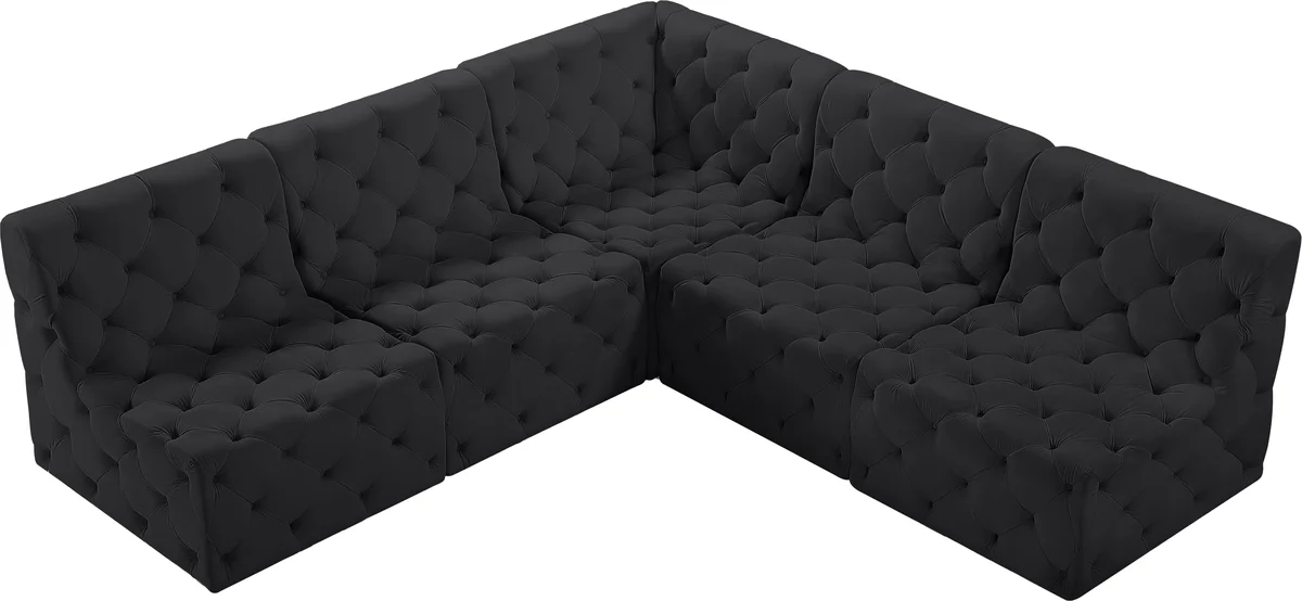 Tuft - 5 Piece Modular Corner Armless Sectional - Black