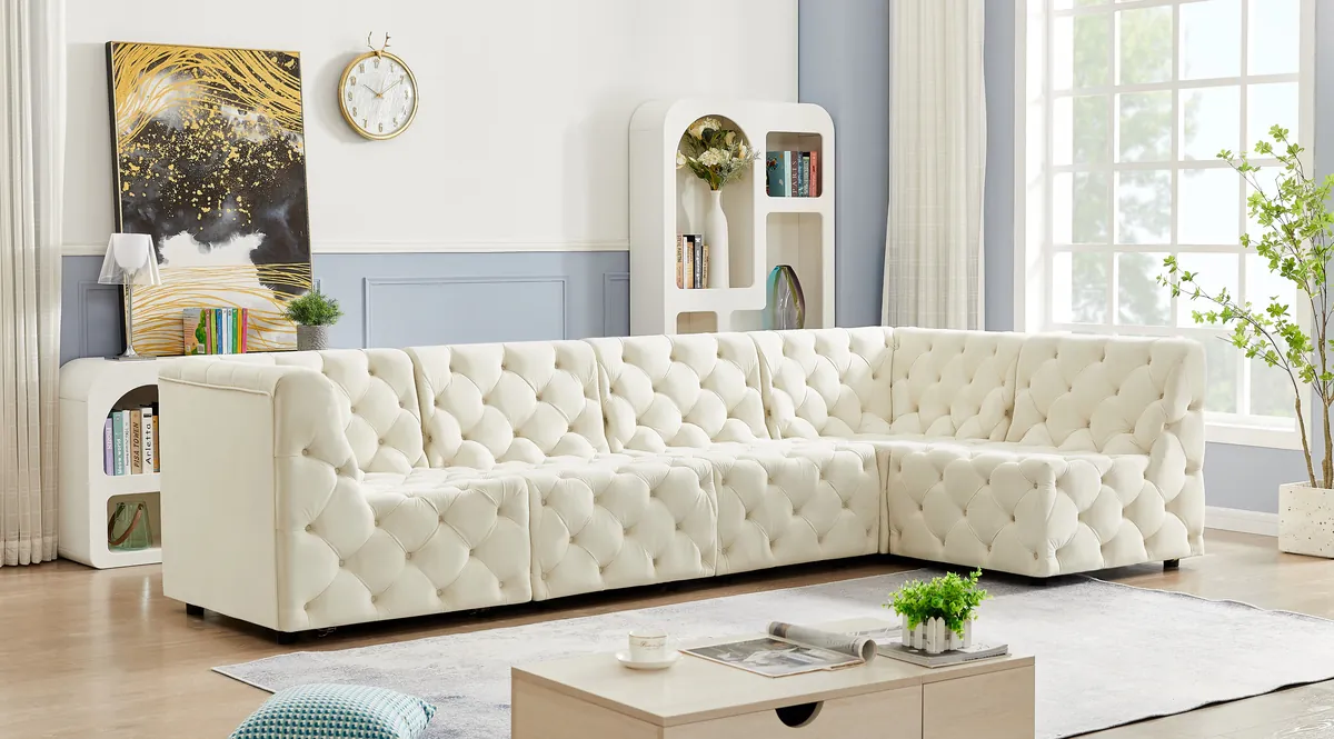 Tuft - 5 Piece Modular Sectional - Cream