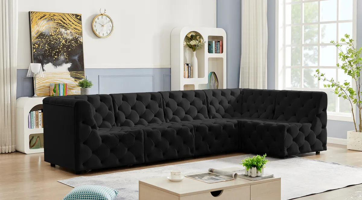 Tuft - 5 Piece Modular Sectional - Black