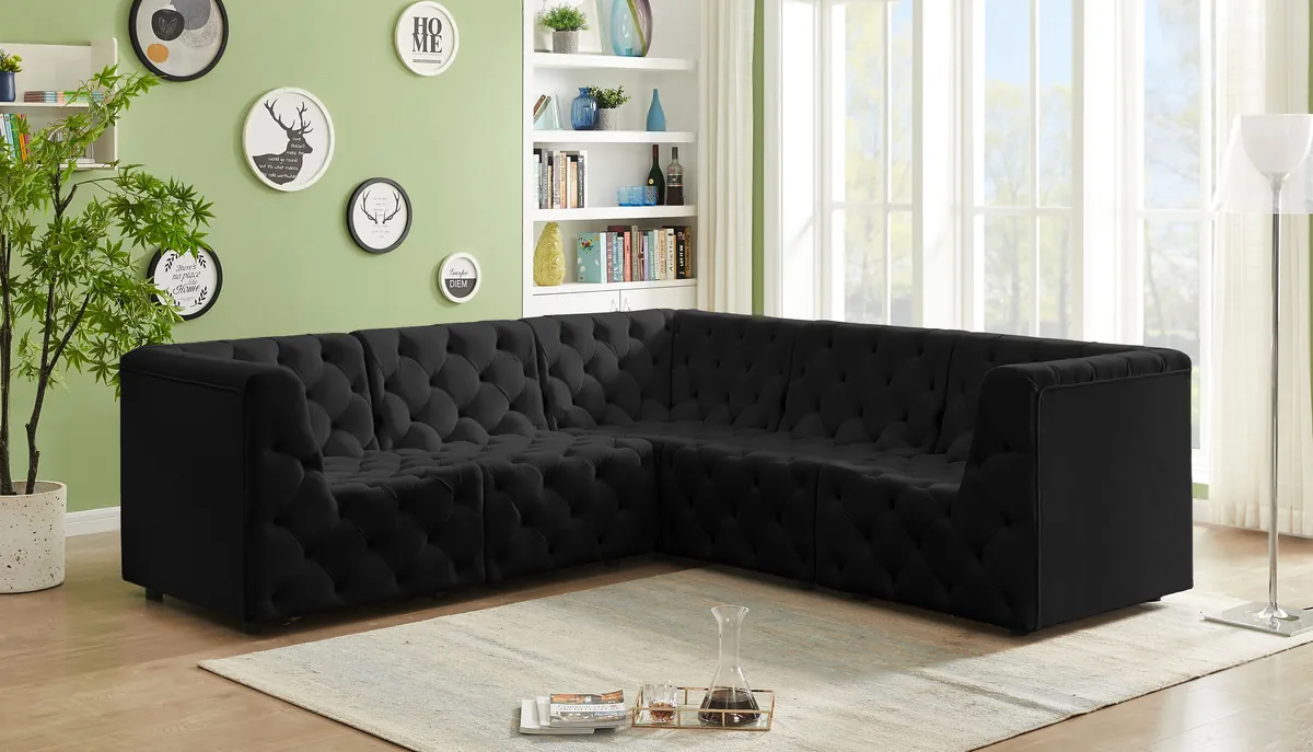 Tuft - 5 Piece Modular Corner Sectional - Black - View 2