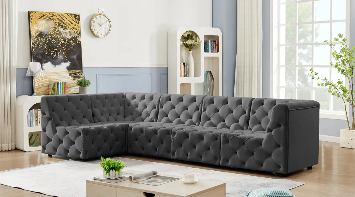 Tuft - 5 Piece Modular Sectional - Gray