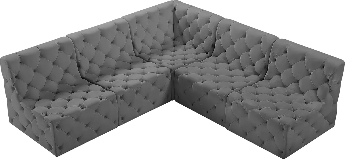 Tuft - 5 Piece Modular Corner Armless Sectional - Gray