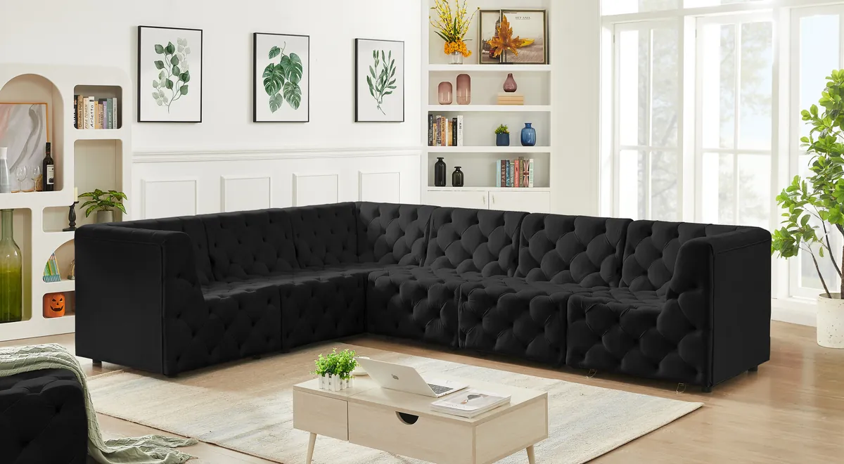 Tuft - 6 Piece Modular Corner Sectional - Black