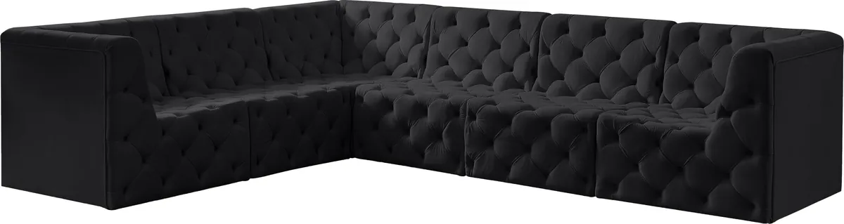 Tuft - 6 Piece Modular Corner Sectional - Black - View 2