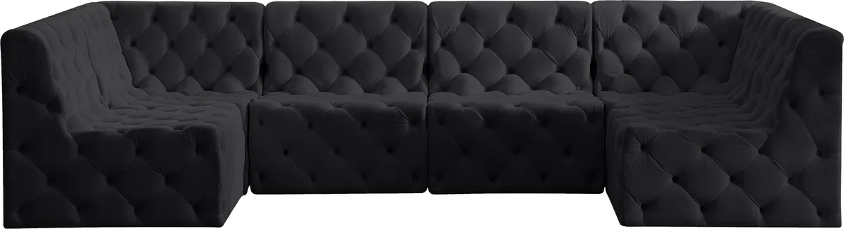 Tuft - 6 Piece Modular U-Shaped Sectional - Black
