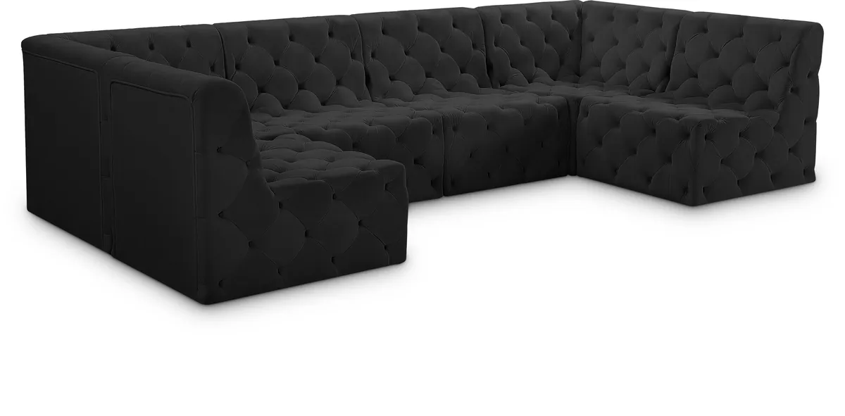 Tuft - 6 Piece Modular U-Shaped Sectional - Black