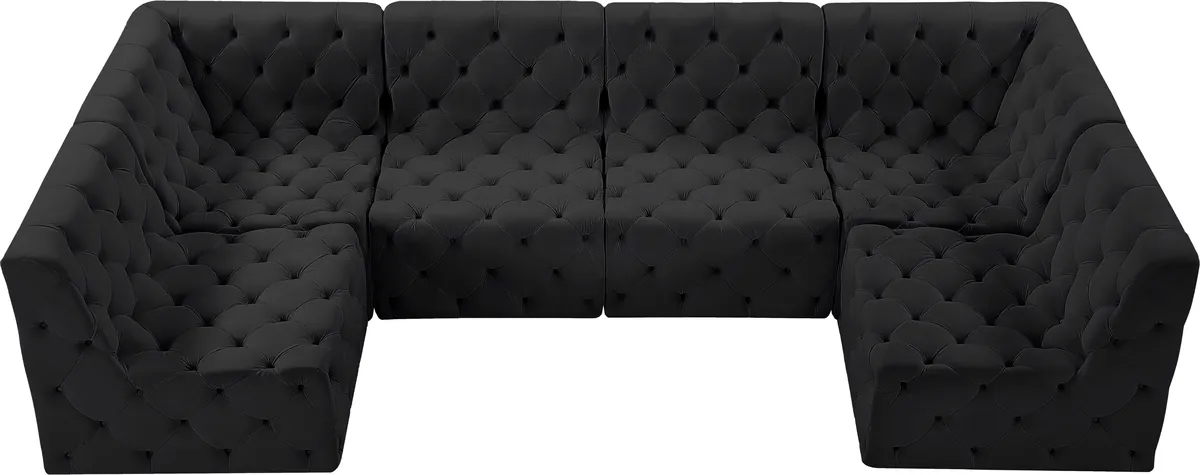 Tuft - 6 Piece Modular U-Shaped Sectional - Black