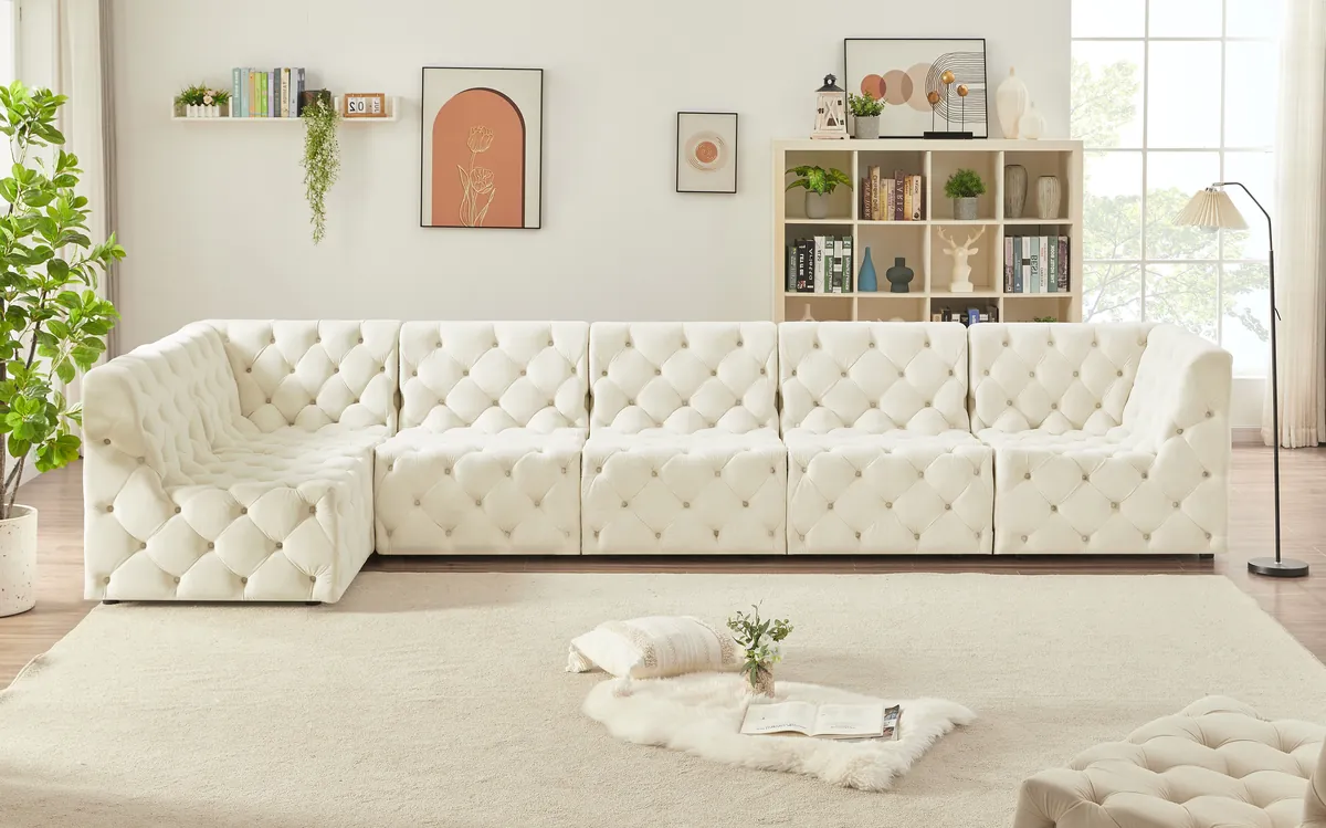 Tuft - 6 Piece Modular Sectional - Cream