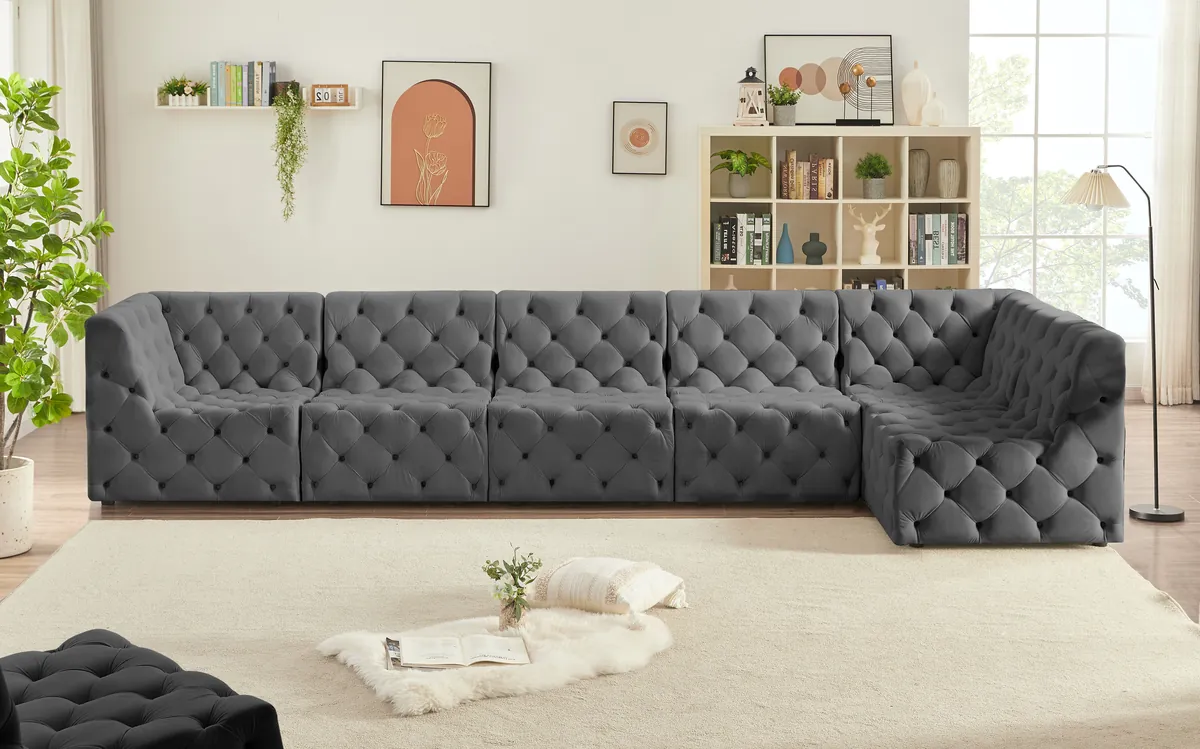 Tuft - 6 Piece Modular Sectional - Gray