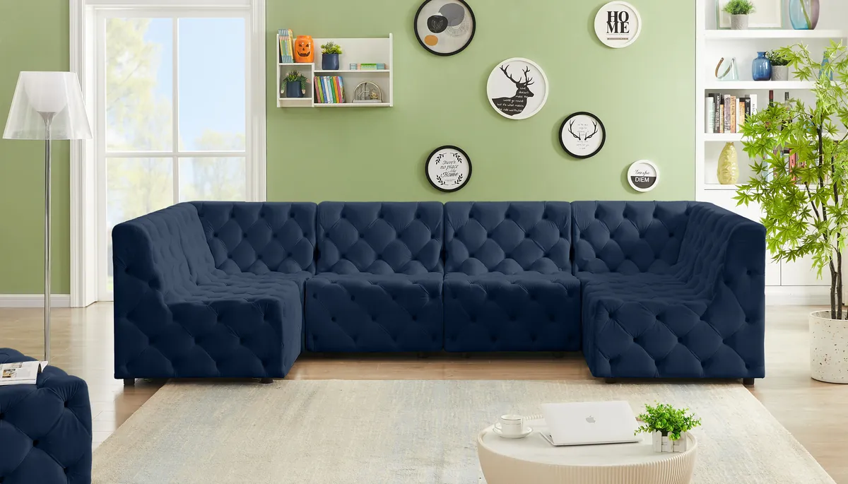 Tuft - 6 Piece Modular U-Shaped Sectional - Navy
