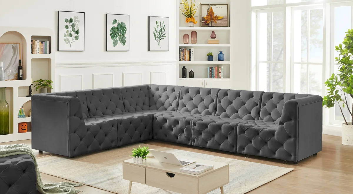Tuft - 6 Piece Modular Corner Sectional - Gray