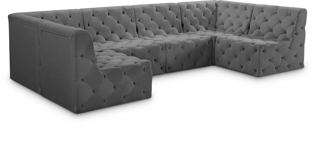 Tuft - 6 Piece Modular U-Shaped Sectional - Gray