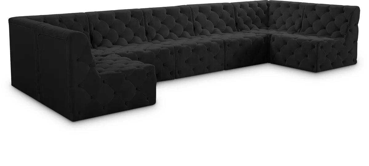 Tuft - 7 Piece Modular U-Shaped Sectional - Black
