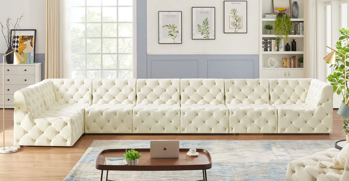 Tuft - 7 Piece Modular Sectional - Cream