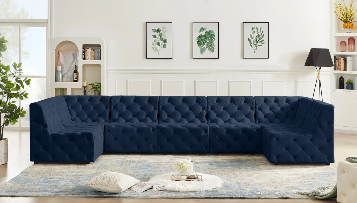 Tuft - 7 Piece Modular U-Shaped Sectional - Navy - View 2