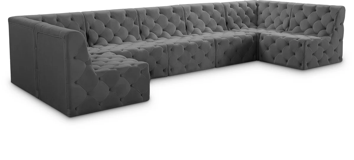 Tuft - 7 Piece Modular U-Shaped Sectional - Gray