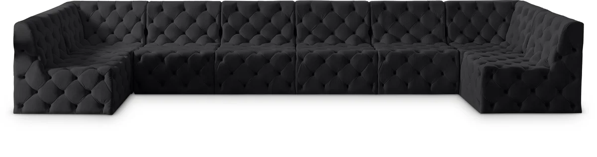 Tuft - 8 Piece Modular U-Shaped Armless Sectional - Black