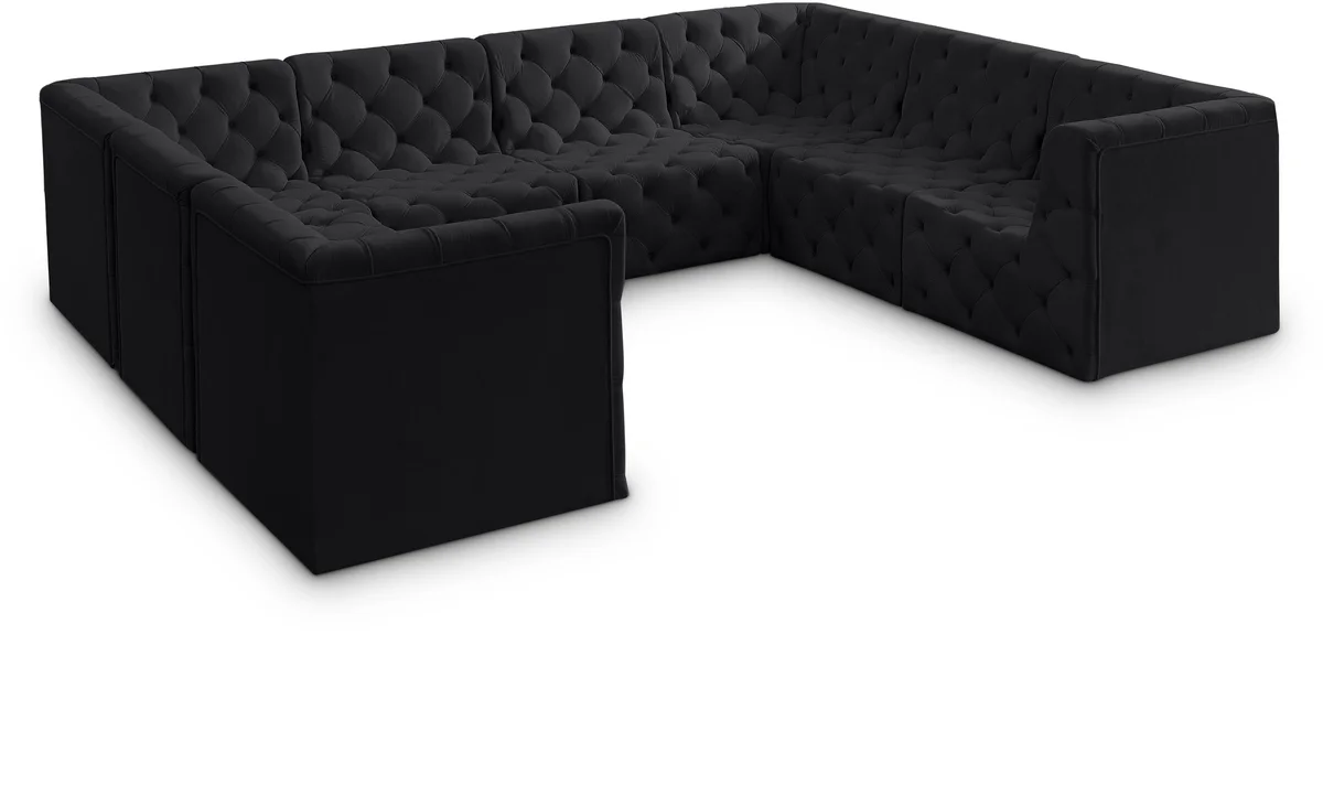 Tuft - 8 Piece Modular U-Shaped Sectional - Black