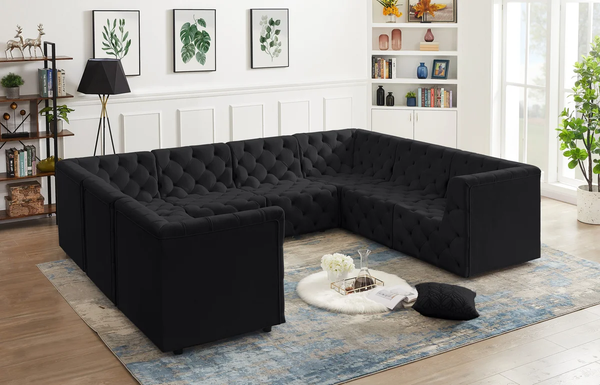 Tuft - 8 Piece Modular U-Shaped Sectional - Black - View 2