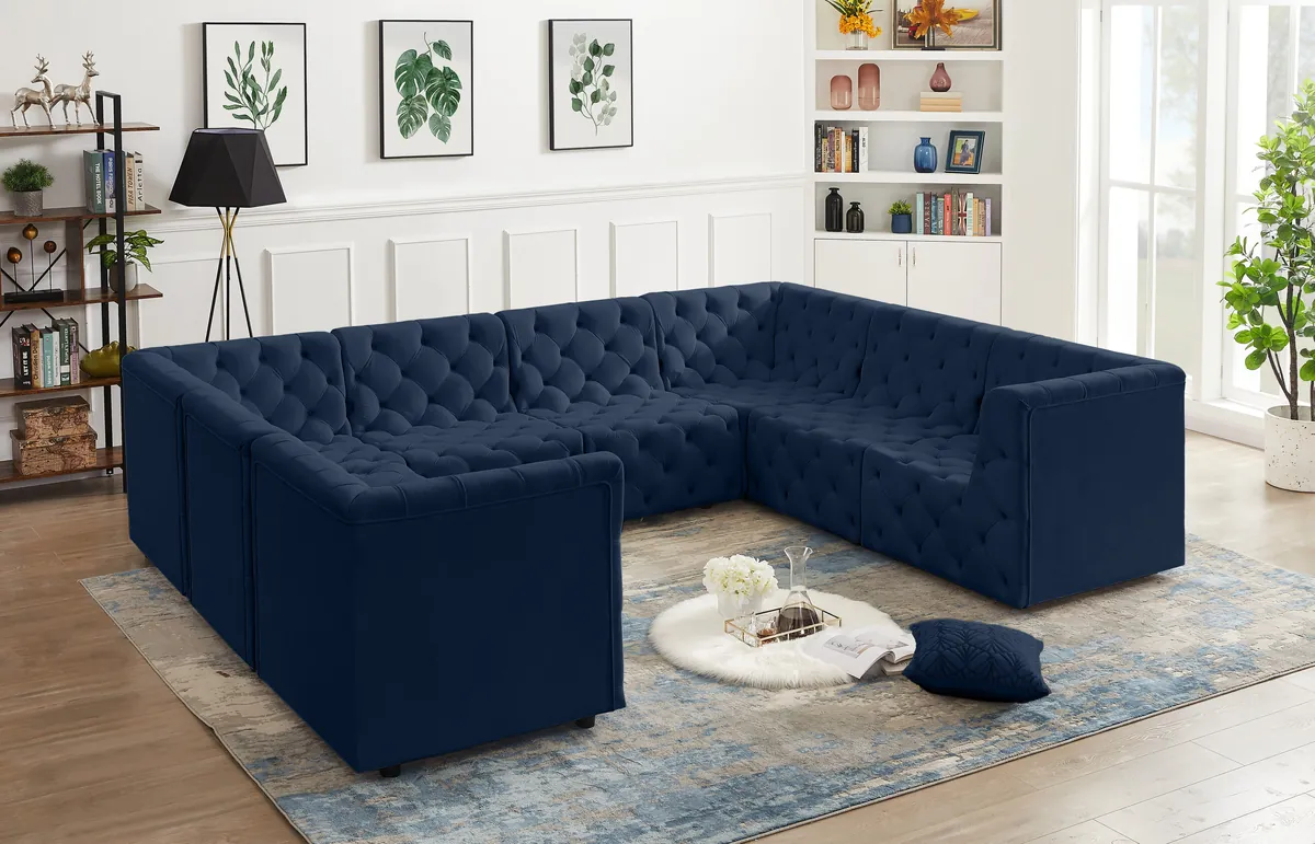 Tuft - 8 Piece Modular U-Shaped Sectional - Navy