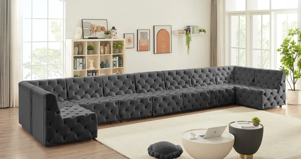 Tuft - 9 Piece Modular Sectional - Gray - View 2