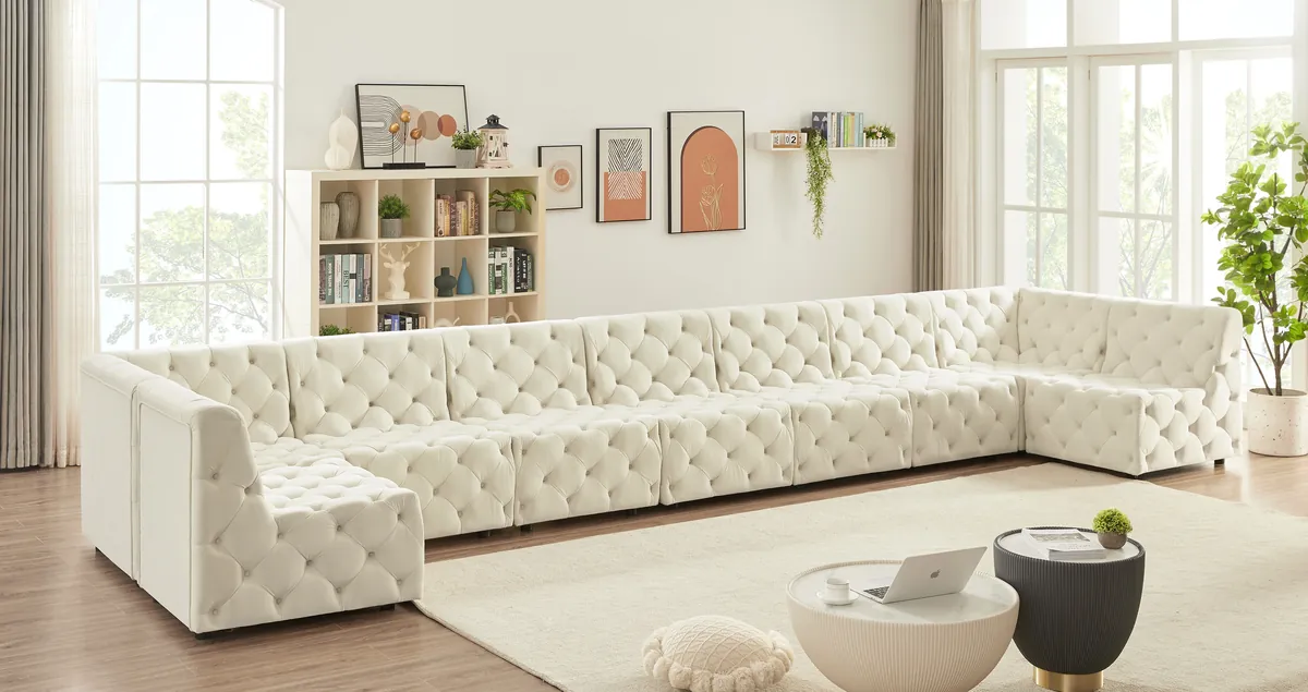 Tuft - 9 Piece Modular Sectional - Cream - View 2