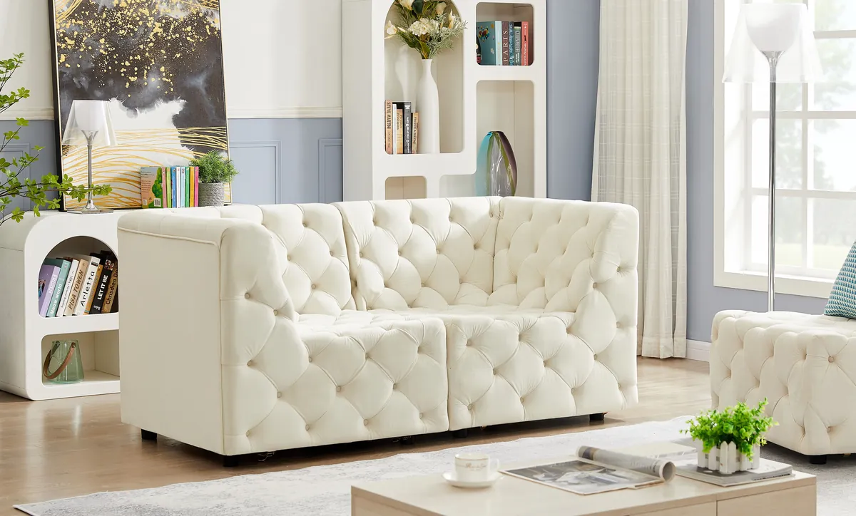 Tuft - 2 Seat Modular Sofa - Cream - View 2