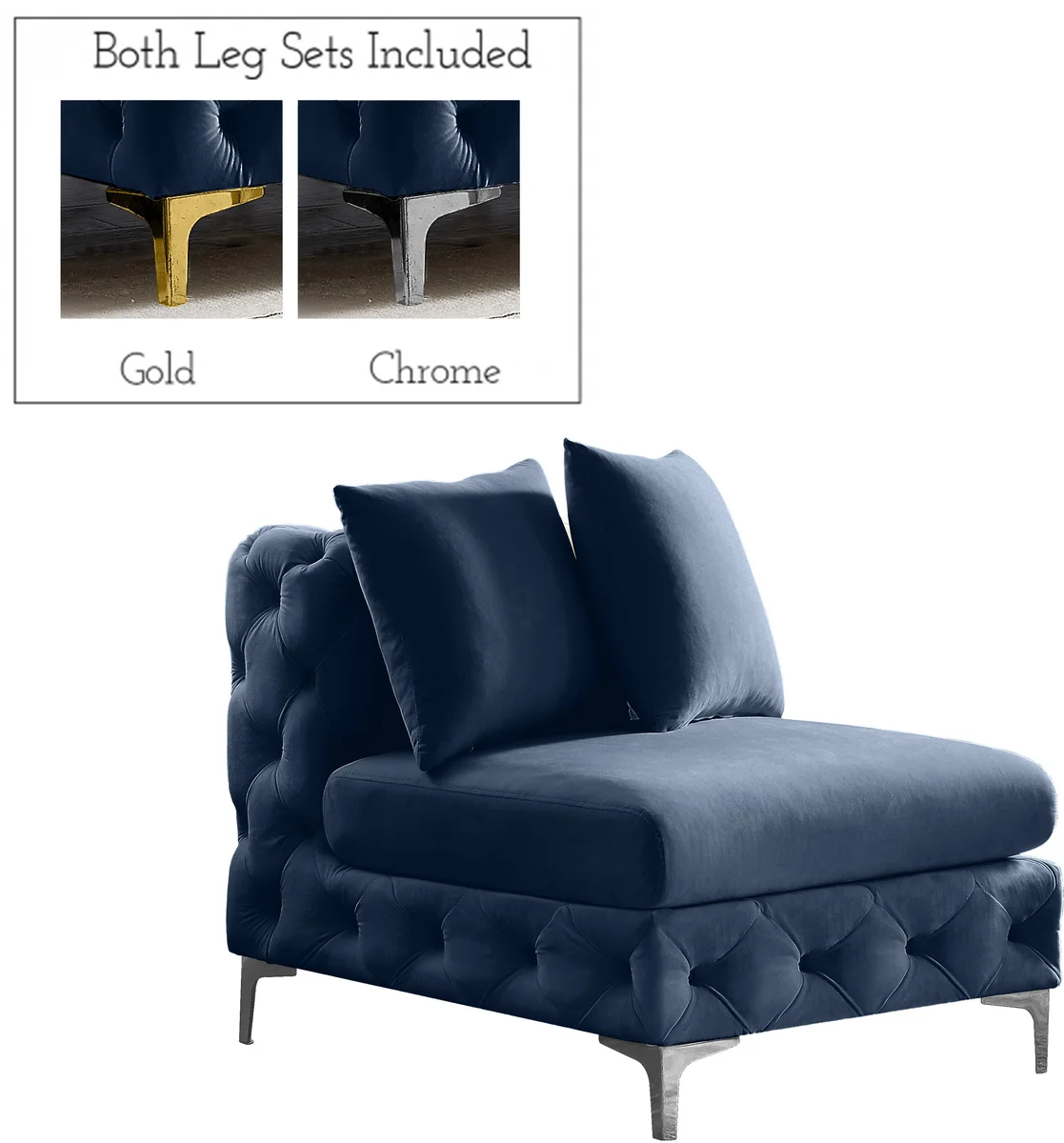 Tremblay - Armless Chair - Navy - View 2
