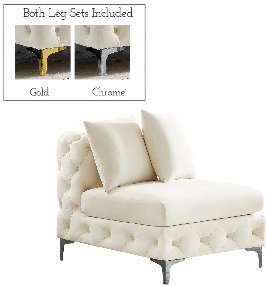 Tremblay - Armless Chair - Cream - View 2