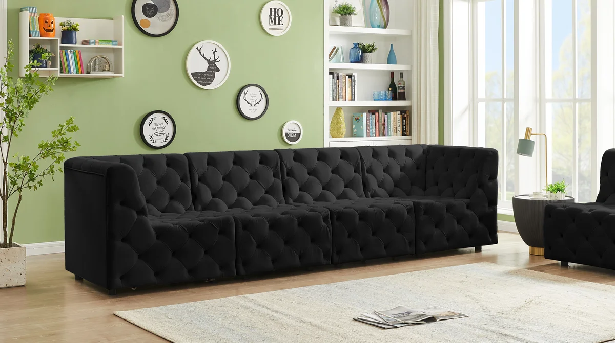 Tuft - 4 Seat Modular Sofa - Black - View 2