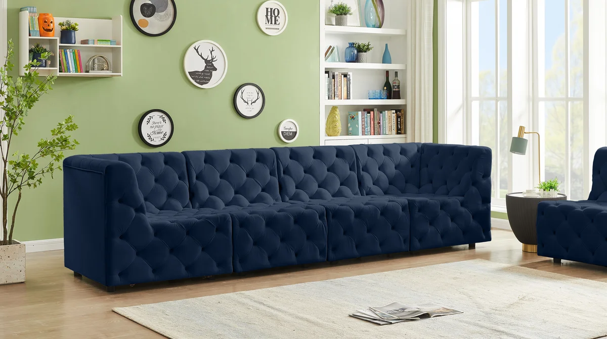 Tuft - 4 Seat Modular Sofa - Navy - View 2