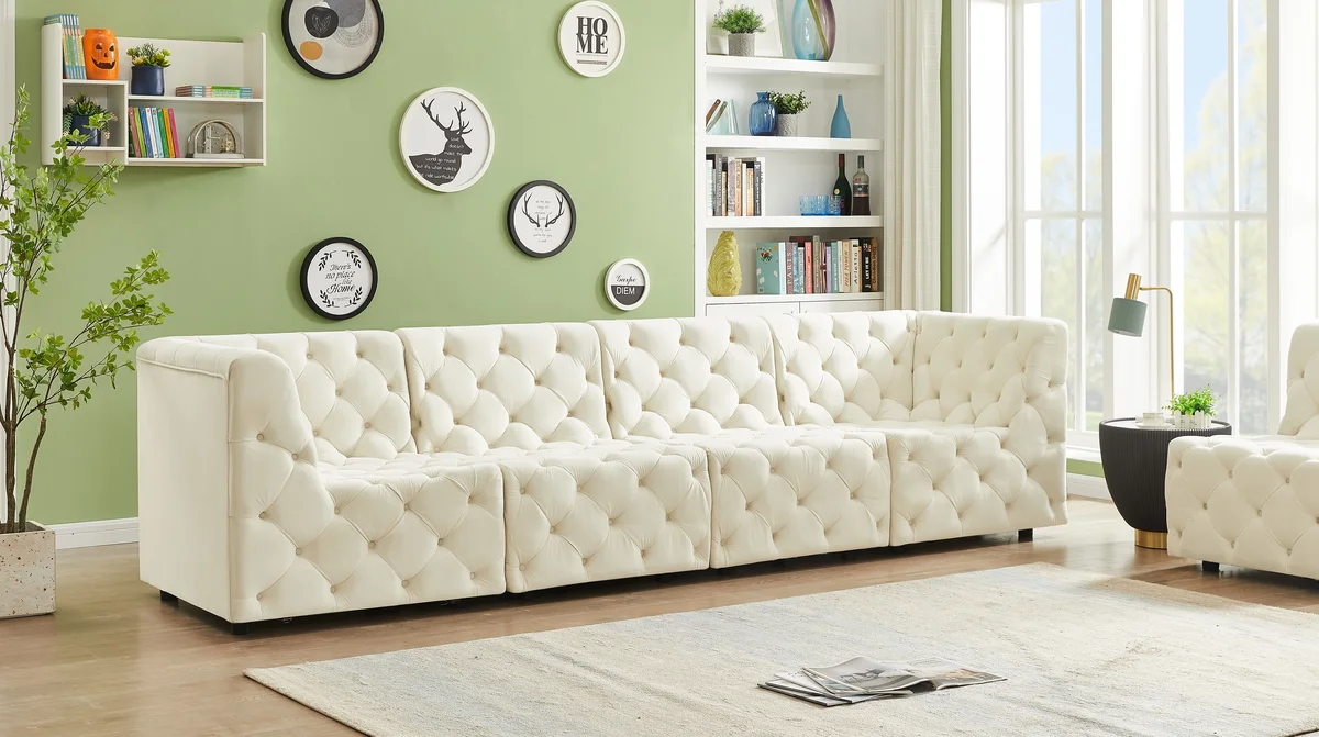 Tuft - 4 Seat Modular Sofa - Cream - View 2