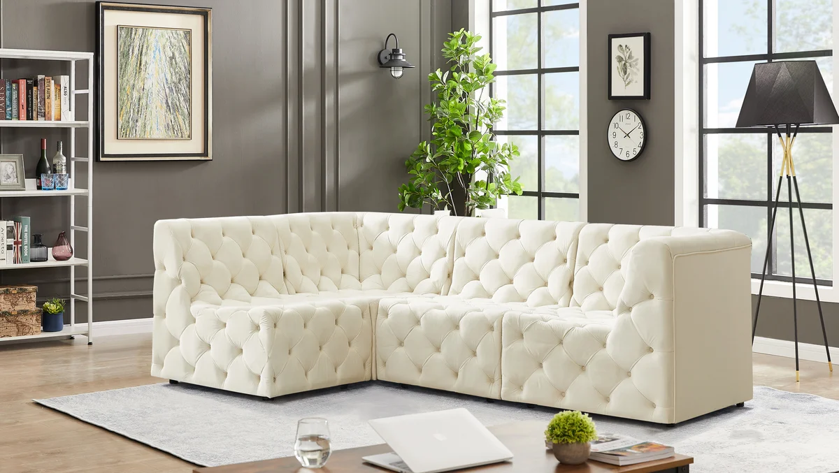 Tuft - 4 Piece Modular Sectional - Cream