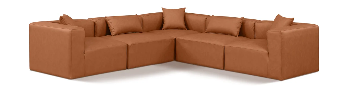 Cube - 5 Piece Modular Corner Sectional - Cognac