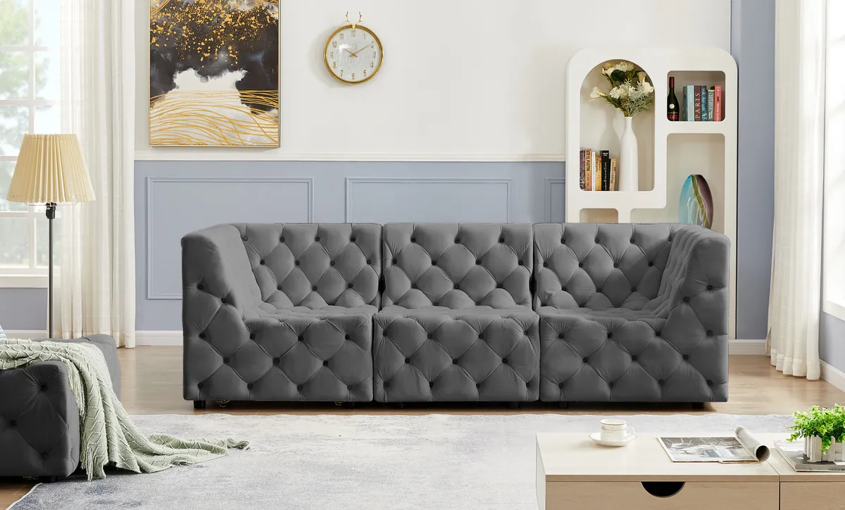 Tuft - 3 Seat Modular Sofa - Gray - View 2