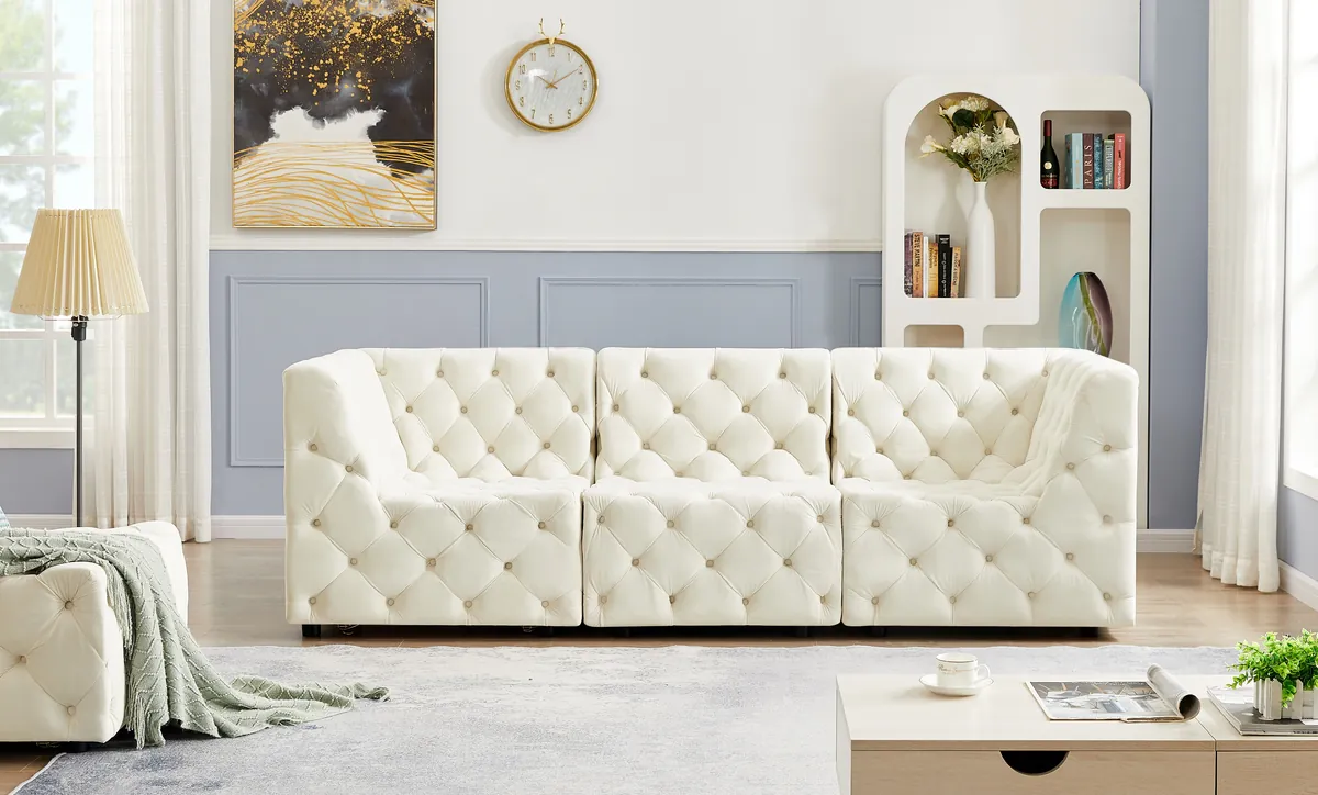 Tuft - 3 Seat Modular Sofa - Cream - View 2