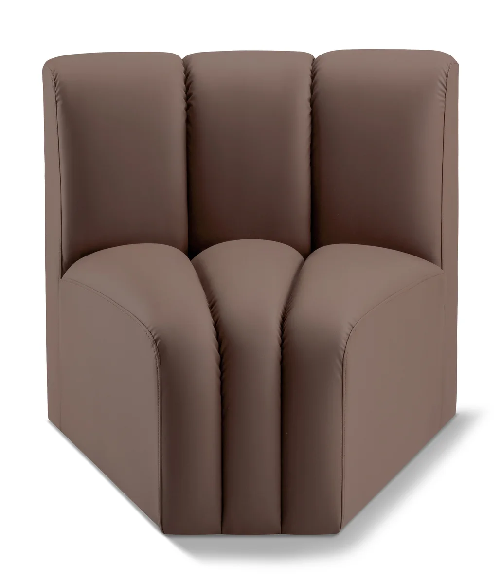 Arc - Faux Leather Curved Corner Chair - Brown