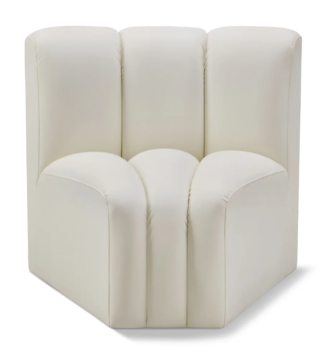 Arc - Faux Leather Curved Corner Chair - Cream