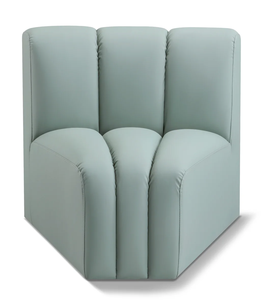 Arc - Faux Leather Curved Corner Chair - Mint Green