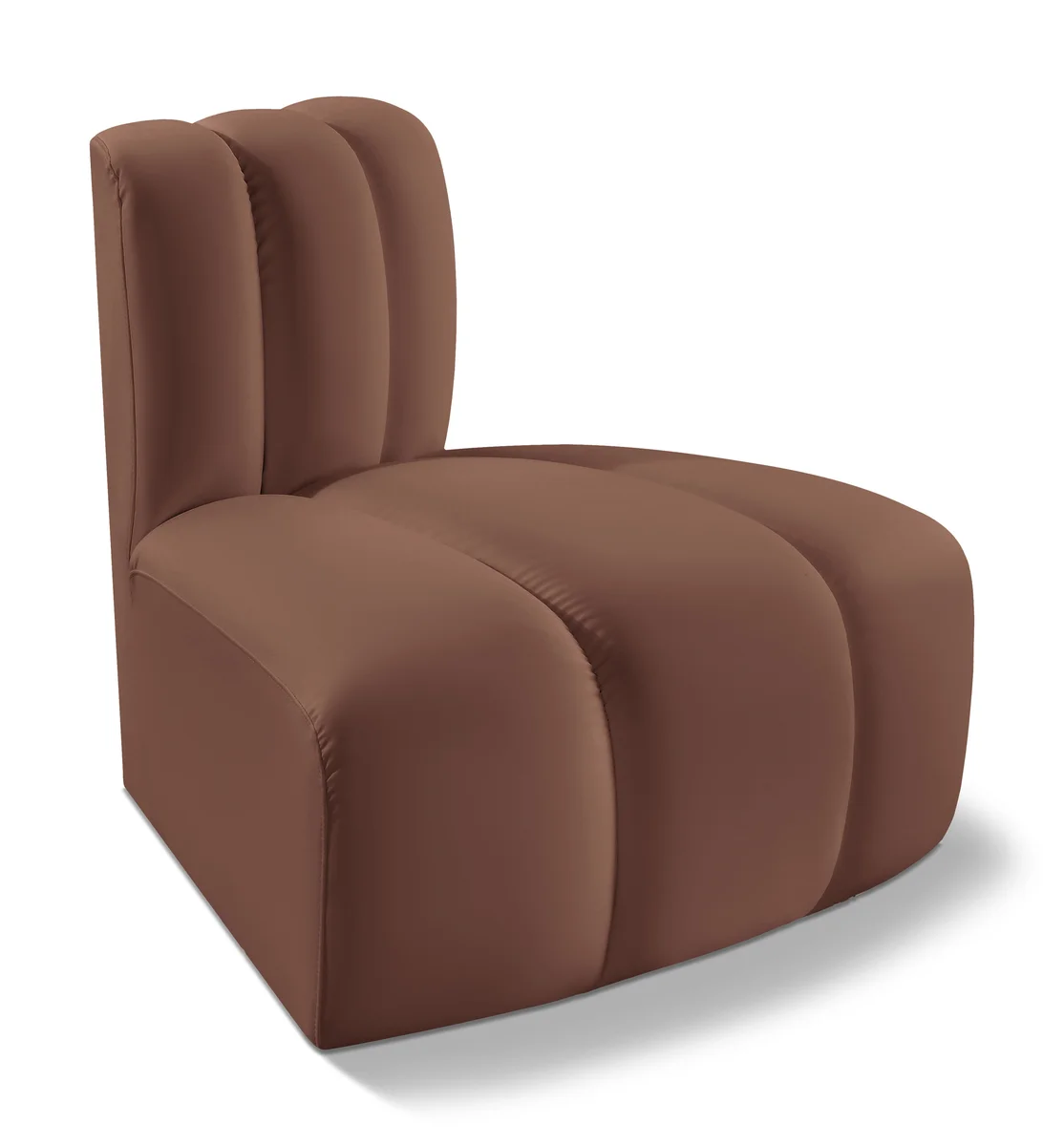 Arc - Faux Leather Reverse Corner Chair - Cognac