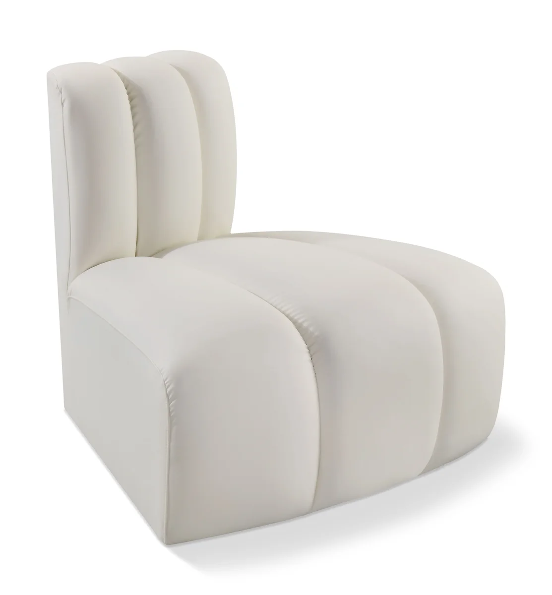 Arc - Faux Leather Reverse Corner Chair - Cream
