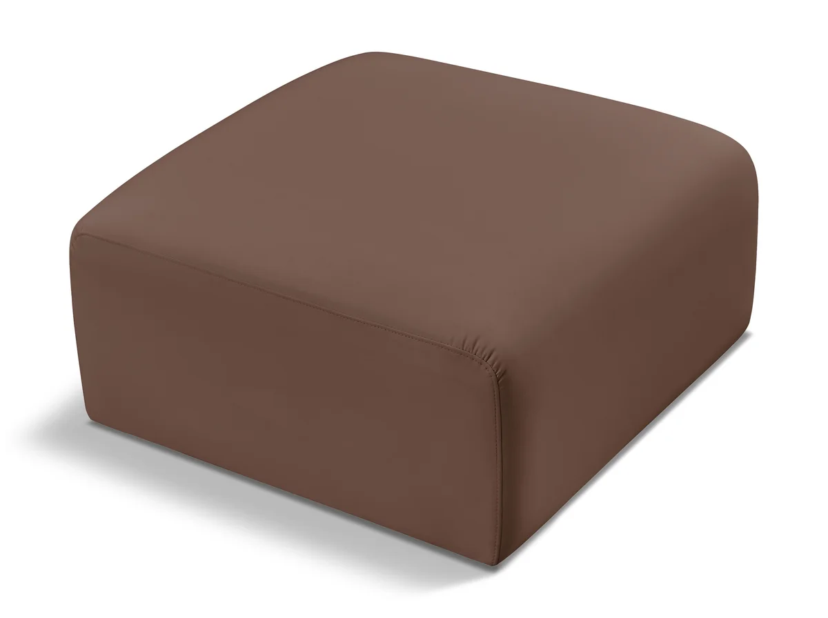 Arc - Faux Leather Ottoman - Brown