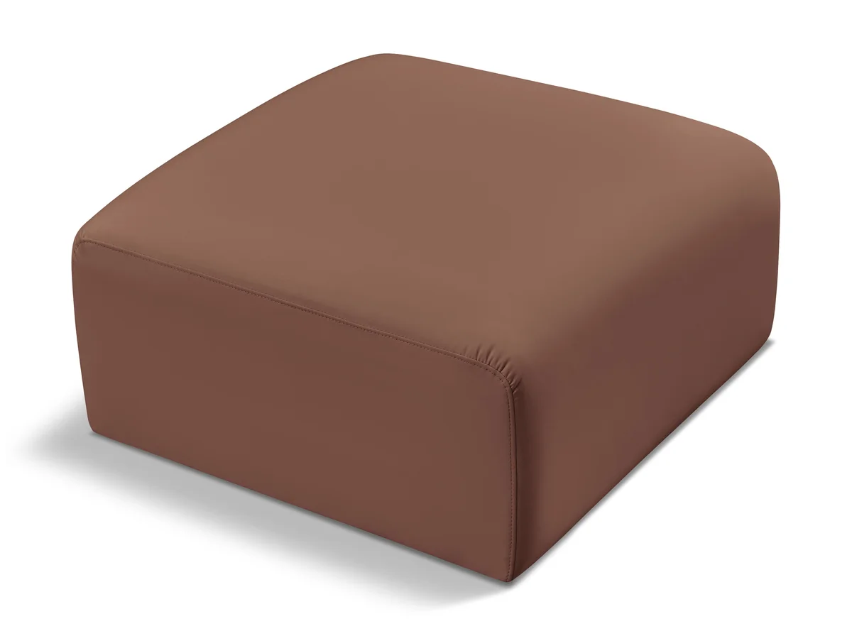 Arc - Faux Leather Ottoman - Cognac