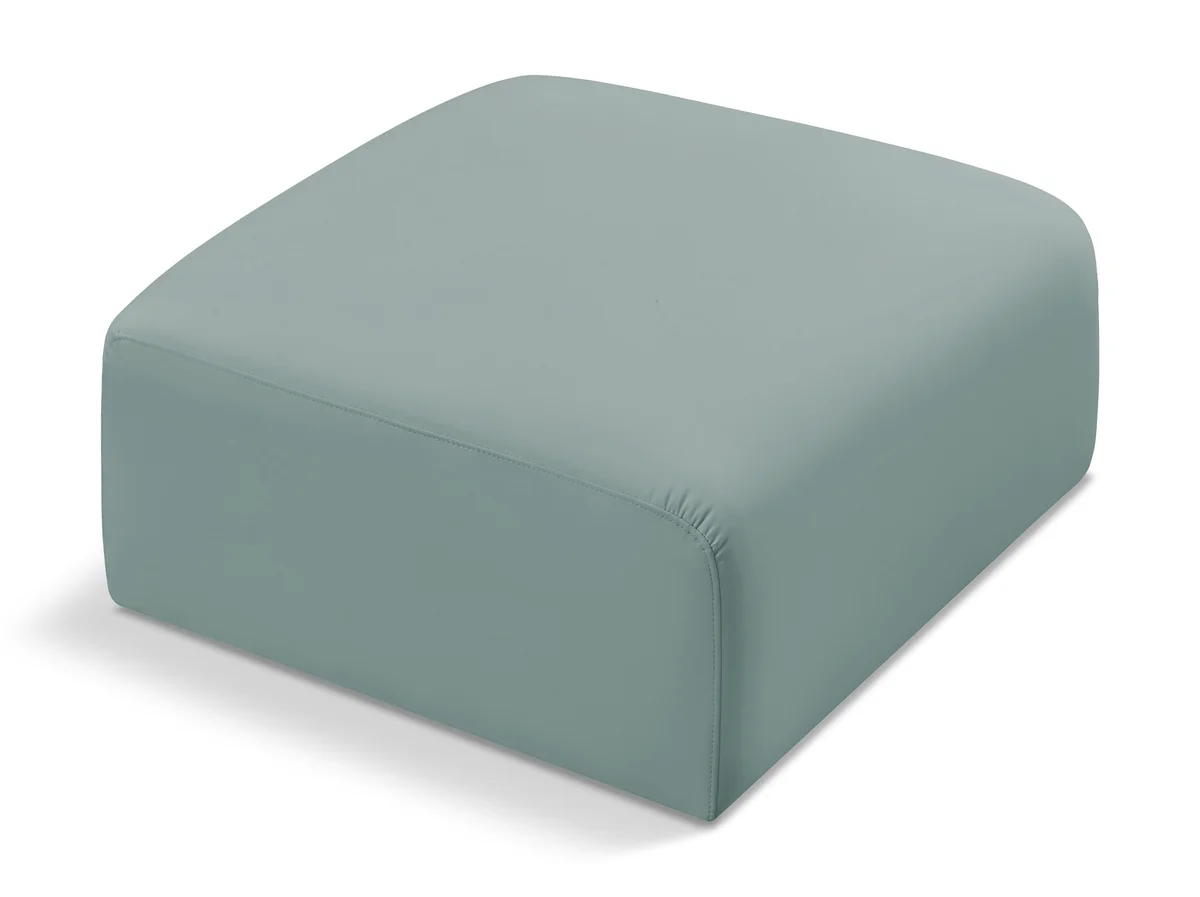 Arc - Faux Leather Ottoman - Mint Green