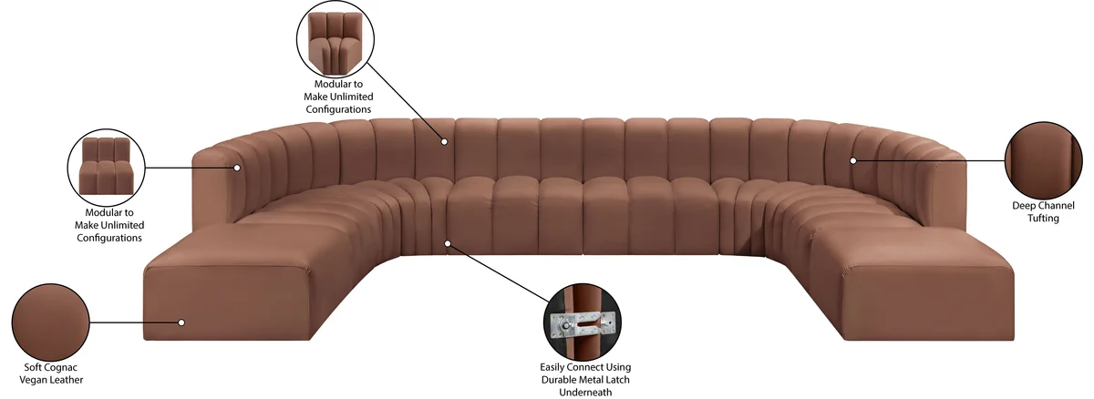 Arc - Faux Leather Modular Sectional - Cognac - View 2
