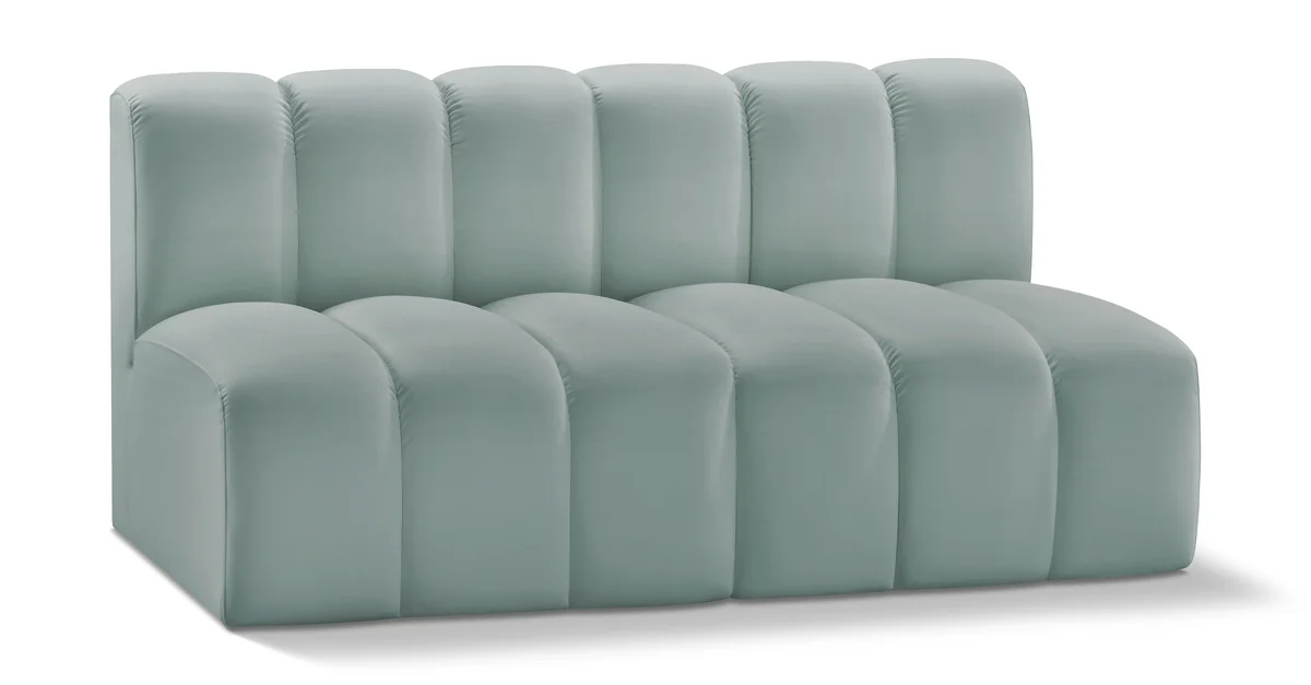 Arc - Faux Leather 2 Seats Modular Sofa - Green