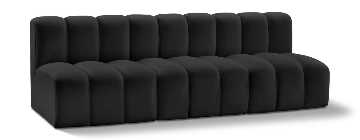 Arc - Faux Leather 3 Seats Modular Sofa - Black