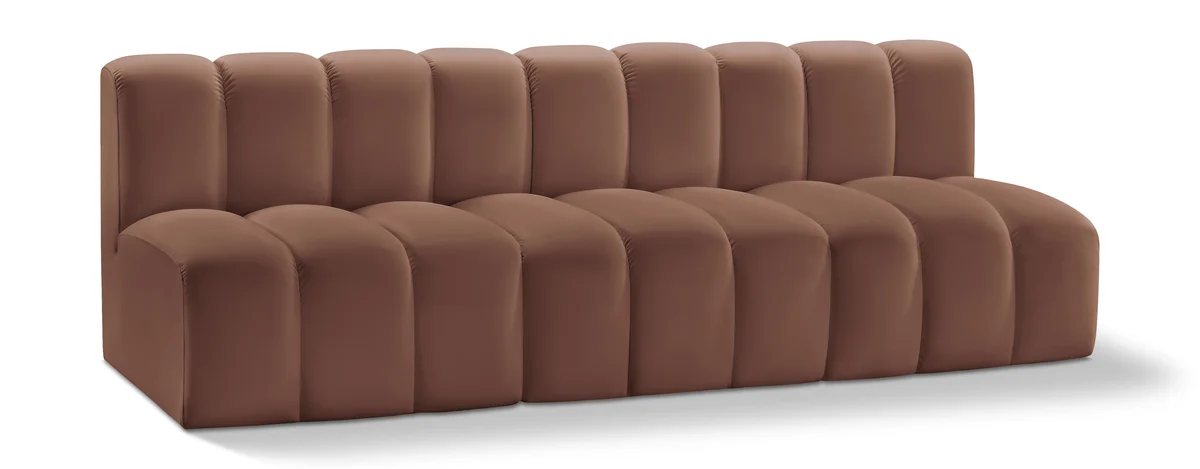 Arc - Faux Leather 3 Seats Modular Sofa - Cognac