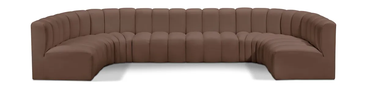 Arc - Faux Leather Modular U-Shaped Sectional - Brown